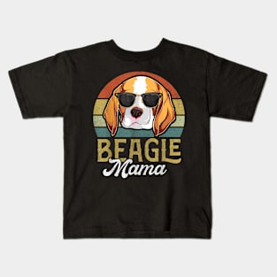 Retro Beagle Mama Women, Mothers Day Dog Mom Kids T-Shirt